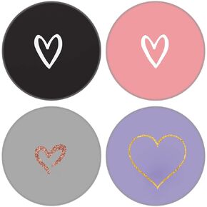 4 Pack Phone Grip,Cell Phone Holder for Smartphone,Finger Expanding Kickstand Stand - Gray Rose Gold Heart Purple Black Pink