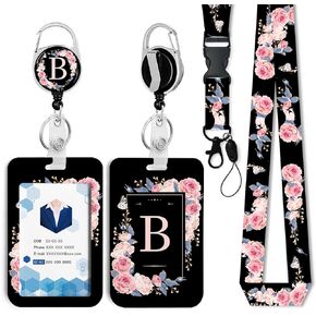 A-Z Badge Holder with Retractable Reel and Breakaway Lanyard Badge Clips Retractable Heavy Duty Badge Reel，Keychain，ID Holder with Breakaway Lanyard for School Nurse Office Teen K