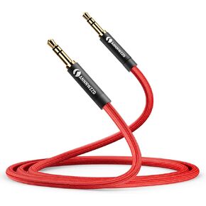 كابل AUX 3.5 مم من LinkinPerk، كابل صوت ستيريو 3.5 مم ذكر إلى ذكر لسماعات الرأس، وأجهزة iPod، وأجهزة iPad، وستريو المنزل/السيارة والمزيد (6 أقدام، أحمر) in Kuwait