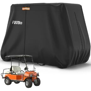 غطاء عربة الجولف Favoto 4 ركاب - مقاوم للماء عالي التحمل 300D أكسفورد مع فتحات تهوية مسامية وسحابات جانبية مناسبة عالميًا لغبار نادي السيارات والرياح الشمسية وحماية خارجية، 112 بوصة × 48 بوصة × 73 بوصة in Kuwait