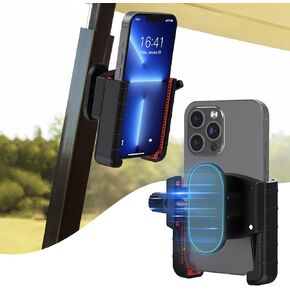 Magnetic Phone Holder for Golf Cart, Attachable Phone Mount Uncovered Camera for iPhone/Samsung Phones/Google Pixel Phones, Universally Compatible with EZGO, Club Car, Yamaha Golf Carts