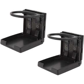 2 Pcs Adjustable Folding Drink Holder, 73mm Folding Drink Holder with Screws and Stickers, Foldable Car Cup Holder Suit for Camper Van Desk Car RV (Black)