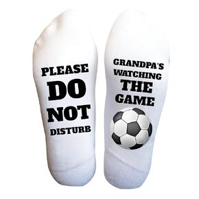 Funky Fun Socks With Sayings: Handcrafted Novelty Delights for All Ages, Versatile Sizing for Sizes 6-14, Exceptional Comfort & Durability, Do Not Disturb Collection- Grandpa is watching the game
