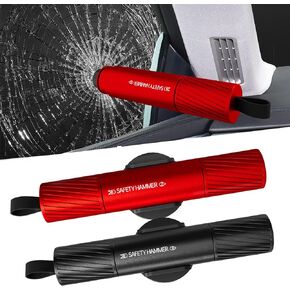 2 Pack Car Safety Hammer Car Window Breaker Seatbelt Cutter Emergency Escape Tool Car Glass Breaker for Land and Underwater Life-Saving Car Safety Kit Essentials Car Accessories (Black+Black)