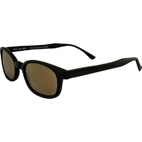X-KD's Matte Black Frame/Gold Mirror Lens (1000) Rectangular Sunglasses, Adult