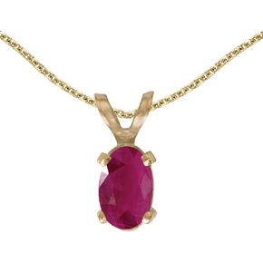 14k Yellow Gold Oval Ruby Pendant with 18" Chain