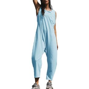 Womens Casual Jumpsuits Twisted Back Onesie Rompers Sleeveless Baggy Loose Fit Overalls Jumpers