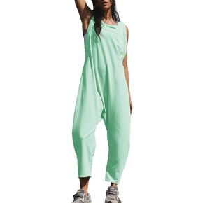 Womens Casual Jumpsuits Twisted Back Onesie Rompers Sleeveless Baggy Loose Fit Overalls Jumpers