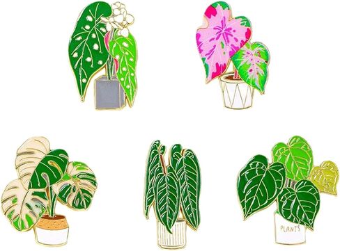 5pcs مجموعة بروش النبات لطيف، دبابيس المينا النباتات الكرتون، دبابيس النبات بروش النبات الأخضر، دبوس شارة لطيف طية صدر السترة، شارات دبوس الإبداعية لحقائب الملابس وحقائب الظهر والسترات قبعة الديكور in Kuwait