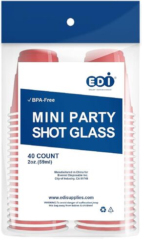 EDI Disposable Red Plastic Mini Party Shot Glasses (2 oz) (40) in Saudi Arabia