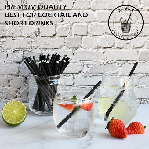 Paper Cocktail Straws 5 inch - 500 ct. Biodegradable Small Black Paper Drinking Straws Bulk for Short Drinks, Restaurant, Bar, Food Services in Saudi Arabia
