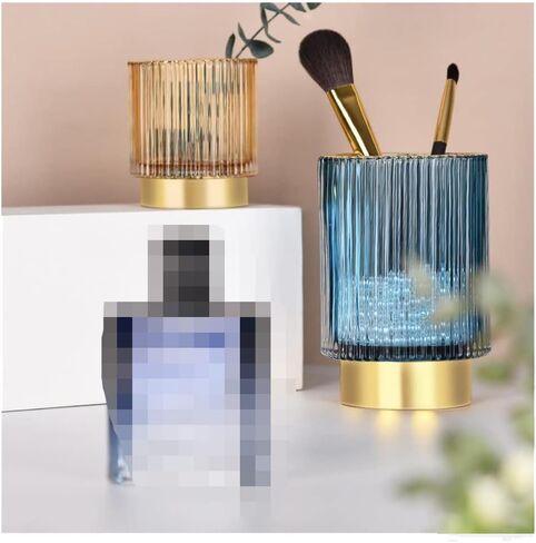 حامل فرشاة ماكياج حامل قلم زجاجي مكتب فرشاة ماكياج كأس مكتب قلم رصاص منظم حامل تخزين فريد للفرشاة للمنزل والمكتب (أزرق) in Saudi Arabia