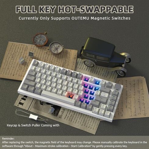 ATTACK SHARK K85 Rapid Trigger 75% Wired Mechanical Gaming Keyboard Gasket with Hot Swapped Adjustable Actuation Magnetic Switch Programmable Knob TKL RGB Backlit PBT Keycaps for Win Mac Gamer(Black) in Saudi Arabia