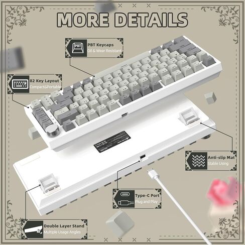 ATTACK SHARK K85 Rapid Trigger 75% Wired Mechanical Gaming Keyboard Gasket with Hot Swapped Adjustable Actuation Magnetic Switch Programmable Knob TKL RGB Backlit PBT Keycaps for Win Mac Gamer(Black) in Saudi Arabia