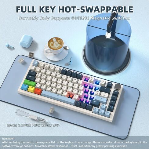 ATTACK SHARK K85 Rapid Trigger 75% Wired Mechanical Gaming Keyboard Gasket with Hot Swapped Adjustable Actuation Magnetic Switch Programmable Knob TKL RGB Backlit PBT Keycaps for Win Mac Gamer(Black) in Saudi Arabia