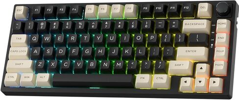 LTC Nimbleback NB831 Wireless 75% 3-Mode BT5.0/2.4Ghz/USB-C Wired Hot Swappable Mechanical Keyboard, 81-Keys RGB Compact Gaming Keyboard with Knob, Sound Absorbing Pads, PBT Keycaps, Pro Driver in Saudi Arabia