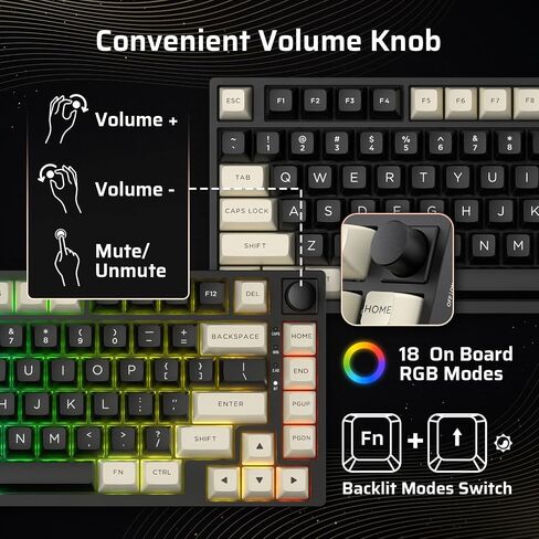 LTC Nimbleback NB831 Wireless 75% 3-Mode BT5.0/2.4Ghz/USB-C Wired Hot Swappable Mechanical Keyboard, 81-Keys RGB Compact Gaming Keyboard with Knob, Sound Absorbing Pads, PBT Keycaps, Pro Driver in Saudi Arabia