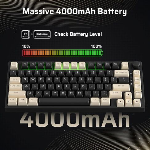 LTC Nimbleback NB831 Wireless 75% 3-Mode BT5.0/2.4Ghz/USB-C Wired Hot Swappable Mechanical Keyboard, 81-Keys RGB Compact Gaming Keyboard with Knob, Sound Absorbing Pads, PBT Keycaps, Pro Driver in Saudi Arabia
