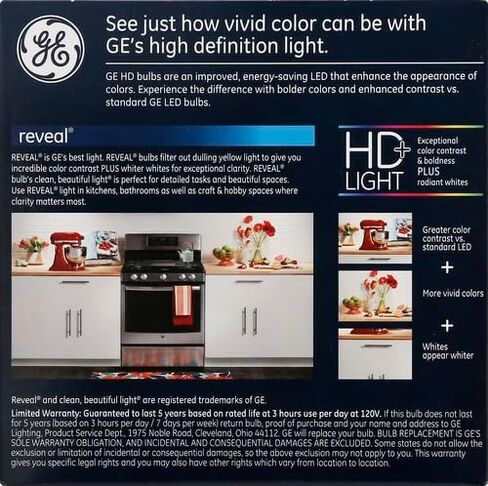 GE Reveal HD+ LED Light Bulbs, 40 Watt, A19 (2 Pack) in Saudi Arabia