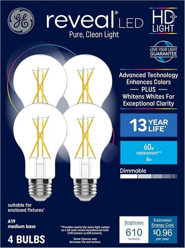 GE Reveal HD+ LED Light Bulbs, 40 Watt, A19 (2 Pack) in Saudi Arabia