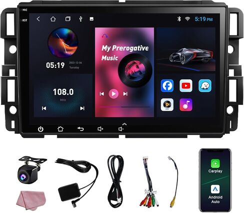 ستيريو سيارة لسيارة Chevy Silverado GMC Sierra Buick Enclave 2007-2012 مع CarPlay Android Auto 2+32G، شاشة لمس عالية الدقة 8 بوصات راديو سيارة Android 12 مع كاميرا احتياطية، GPS، AM/FM/RDS، AUX، Hi-Fii in Kuwait