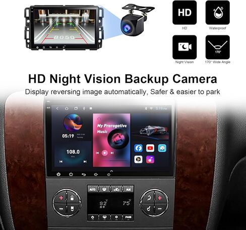 ستيريو سيارة لسيارة Chevy Silverado GMC Sierra Buick Enclave 2007-2012 مع CarPlay Android Auto 2+32G، شاشة لمس عالية الدقة 8 بوصات راديو سيارة Android 12 مع كاميرا احتياطية، GPS، AM/FM/RDS، AUX، Hi-Fii in Kuwait
