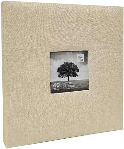 Kiera Grace 200-Pocket Simple & Classic Small Linen Fabric Photo Album For Home & Room, 8.86"L x 8.86"W x 2.17"H To Display 200-4" x 6" Pictures, Beige in Saudi Arabia