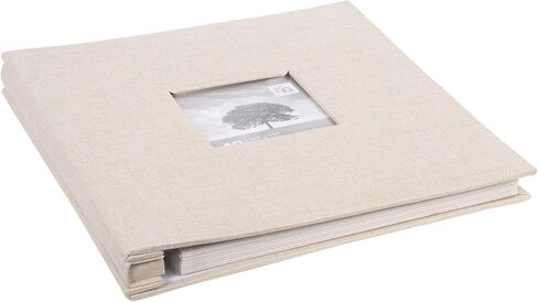 Kiera Grace 200-Pocket Simple & Classic Small Linen Fabric Photo Album For Home & Room, 8.86"L x 8.86"W x 2.17"H To Display 200-4" x 6" Pictures, Beige in Saudi Arabia