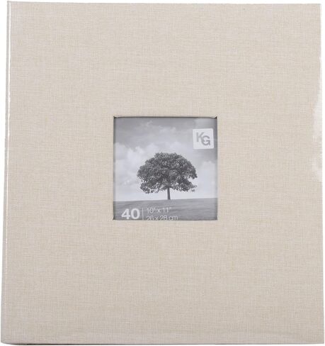 Kiera Grace 200-Pocket Simple & Classic Small Linen Fabric Photo Album For Home & Room, 8.86"L x 8.86"W x 2.17"H To Display 200-4" x 6" Pictures, Beige in Saudi Arabia