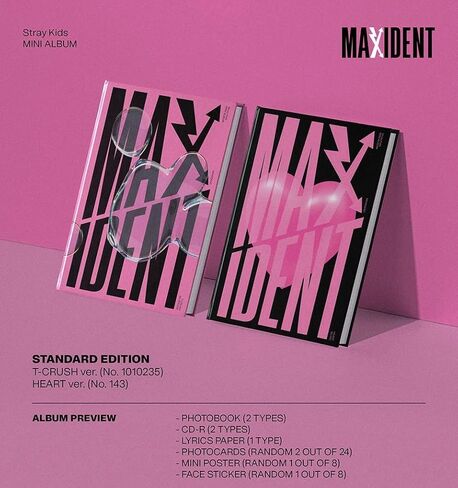 STRAY KIDS - ألبوم Maxident (إصدار القلب)+2 بطاقة صور إضافية+1 قناع أيدول+1 مرآة يد للجيب in Kuwait