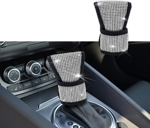 Bling Auto Gear Shift Knob Cover, Knob Gear Stick Protector, Car Shifter Gear Hand Brake Cover with Glitter Bling Rhinestones Automotive Interior Accessories Universal for Car in Saudi Arabia