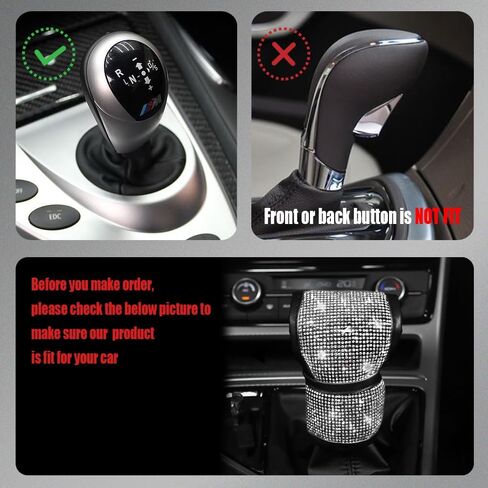 Bling Auto Gear Shift Knob Cover, Knob Gear Stick Protector, Car Shifter Gear Hand Brake Cover with Glitter Bling Rhinestones Automotive Interior Accessories Universal for Car in Saudi Arabia