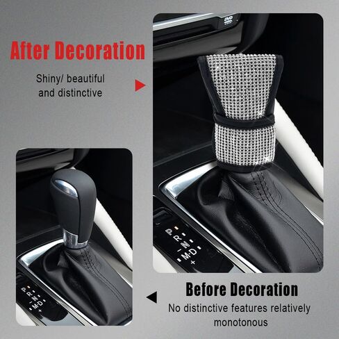 Bling Auto Gear Shift Knob Cover, Knob Gear Stick Protector, Car Shifter Gear Hand Brake Cover with Glitter Bling Rhinestones Automotive Interior Accessories Universal for Car in Saudi Arabia