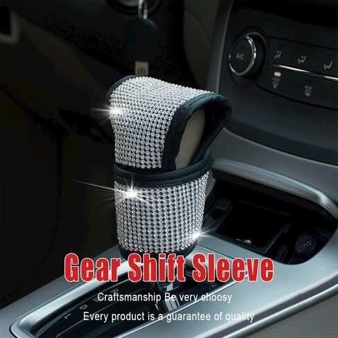 Bling Auto Gear Shift Knob Cover, Knob Gear Stick Protector, Car Shifter Gear Hand Brake Cover with Glitter Bling Rhinestones Automotive Interior Accessories Universal for Car in Saudi Arabia