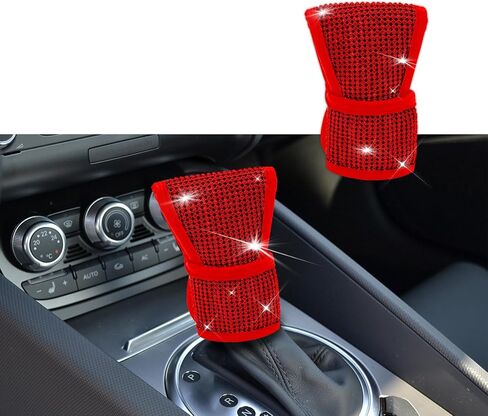 غطاء مقبض ناقل الحركة الأوتوماتيكي من بلينغ، واقي عصا تروس المقبض، غطاء فرامل اليد لناقل الحركة مع أحجار الراين اللامعة، ملحقات داخلية للسيارات عالمية للسيارة in Kuwait