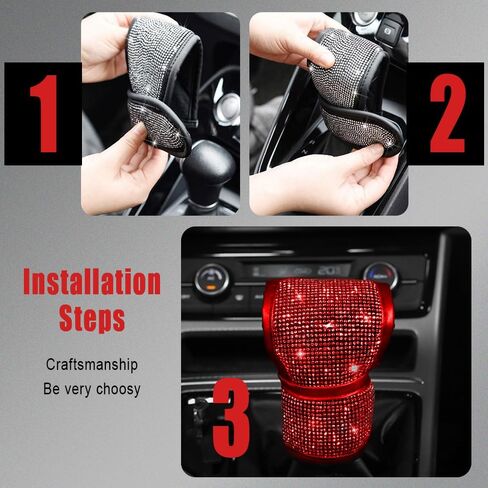 غطاء مقبض ناقل الحركة الأوتوماتيكي من بلينغ، واقي عصا تروس المقبض، غطاء فرامل اليد لناقل الحركة مع أحجار الراين اللامعة، ملحقات داخلية للسيارات عالمية للسيارة in Kuwait