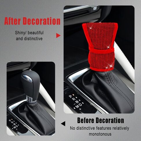 غطاء مقبض ناقل الحركة الأوتوماتيكي من بلينغ، واقي عصا تروس المقبض، غطاء فرامل اليد لناقل الحركة مع أحجار الراين اللامعة، ملحقات داخلية للسيارات عالمية للسيارة in Kuwait