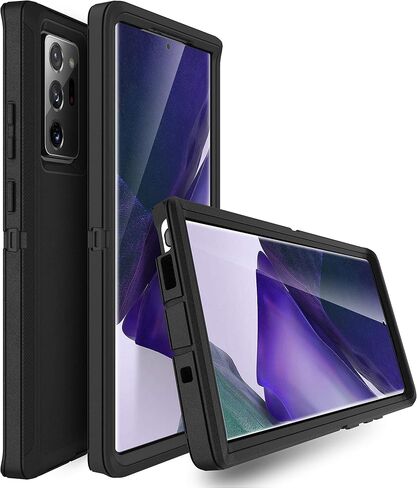 حافظة MXX Galaxy Note 20 شديدة التحمل مع [3 طبقات] غطاء حماية مطاطي متين مقاوم للصدمات لهاتف Galaxy Note 20 (أسود) (الجراب فقط) in Kuwait