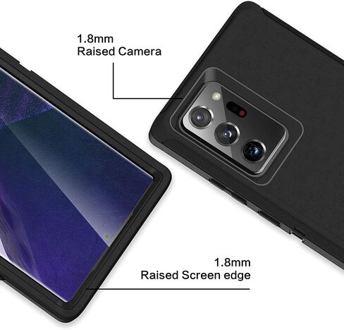 حافظة MXX Galaxy Note 20 شديدة التحمل مع [3 طبقات] غطاء حماية مطاطي متين مقاوم للصدمات لهاتف Galaxy Note 20 (أسود) (الجراب فقط) in Kuwait