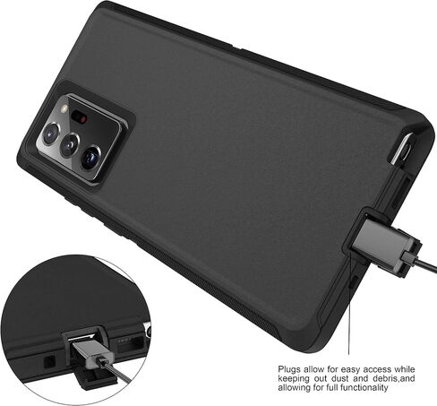 حافظة MXX Galaxy Note 20 شديدة التحمل مع [3 طبقات] غطاء حماية مطاطي متين مقاوم للصدمات لهاتف Galaxy Note 20 (أسود) (الجراب فقط) in Kuwait