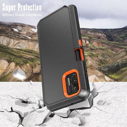حافظة هاتف لهاتف موتورولا موتو جي ستايلس 2021، حافظة حماية متينة مضادة للصدمات مع حافظة بمشبك حزام لهاتف موتورولا جي ستايلس 2021 (أسود + برتقالي) in Kuwait