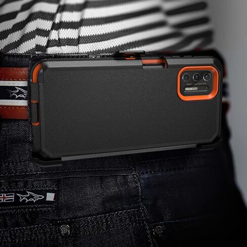 حافظة هاتف لهاتف موتورولا موتو جي ستايلس 2021، حافظة حماية متينة مضادة للصدمات مع حافظة بمشبك حزام لهاتف موتورولا جي ستايلس 2021 (أسود + برتقالي) in Kuwait