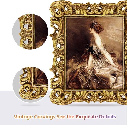 Vintage 8x10 Picture Frame Antique Gold Picture Frames for Wall or Tabletop Display, Ornate Baroque Frames 8x10 or Matted to 5x7 Photo (8x10, Gold) in Saudi Arabia