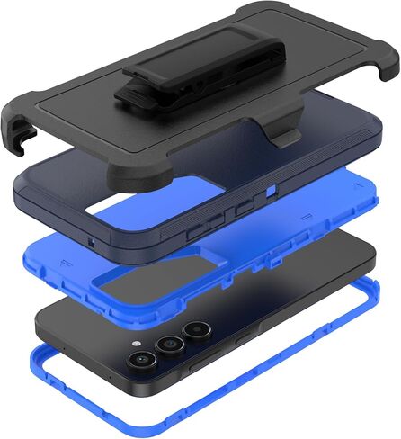 Compatible with Samsung Galaxy A55 Case, with Belt Clip Holster Heavy Duty Rugged Shockproof Full Body Protection Kickstand Cover for Samsung Galaxy A55 Phone (Grey+Black) in Saudi Arabia