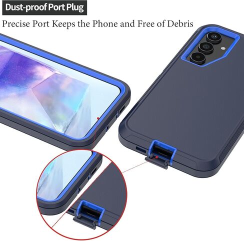Compatible with Samsung Galaxy A55 Case, with Belt Clip Holster Heavy Duty Rugged Shockproof Full Body Protection Kickstand Cover for Samsung Galaxy A55 Phone (Grey+Black) in Saudi Arabia