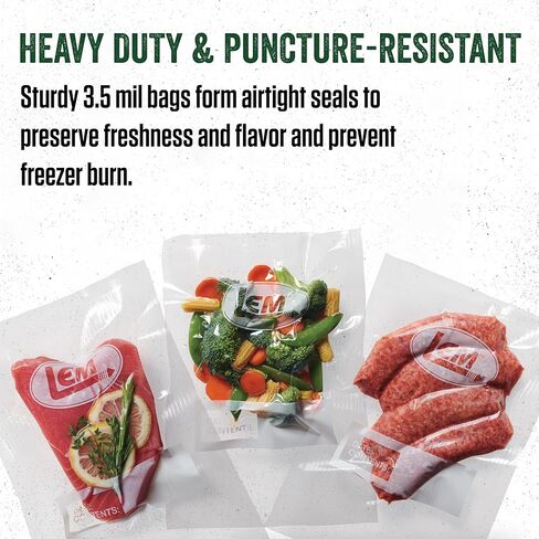 LEM Products MaxVac Quart Vacuum Sealer Bags, 8 x 12 Inches, Compatible with Major Vacuum Sealer Brands, 100 Count in Kuwait