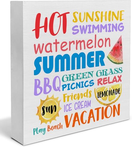 علامة ديكور خشبية للصيف من Country Hello علامة مكتبية اقتباس صيفي مزين بالزهور والدراجات كتلة خشبية علامة رف منزلي ريفي لتزيين الجدران in Kuwait