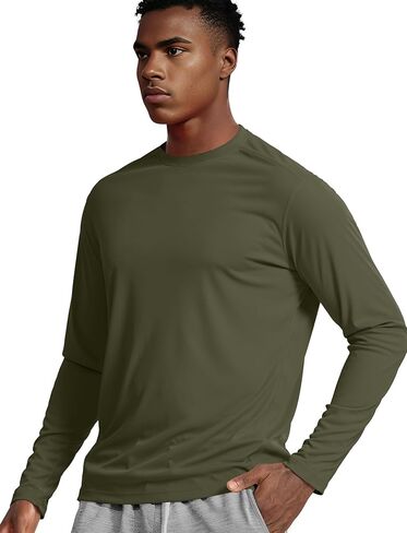 Moisture Wicking Athletic Shirts for Men Long Sleeve Workout Running Gym Performance Tee UV/Sun Protection in Kuwait