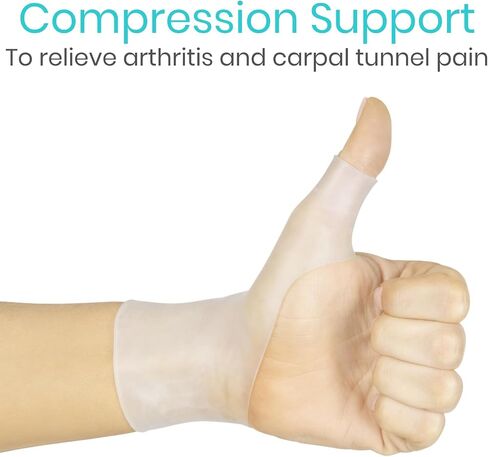 Vive Gel Thumb Wrist Support (Pair) - Waterproof Wrist Brace - Hand Brace Cool Wrap For Arthritis Dequervains Tenosynovitis, Sprained Joint Pain, Left Right Hand Stabilizer For Tendonitis Strain in Saudi Arabia