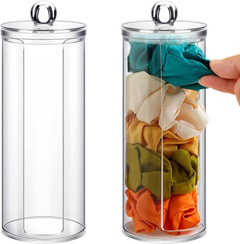 Scrunchie Holder Stand, Transparent Hair Ties and Headbands Rack, Plastic Hair Ring Storage Rack with Lid,, Portable Hair Accessories Organizer, Hair Ring Display Storage Rack for Teenage Girls Women in Saudi Arabia